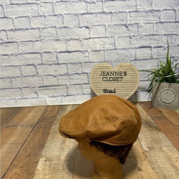 ROOSTER Cut & Sew Leather Newsboy Cap Flat Driving Cabbie Hat Made In USA - Picture 9 of 10